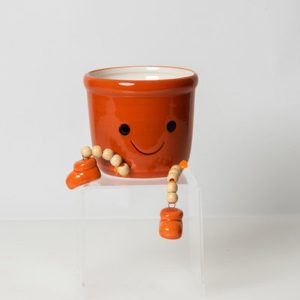 Happy Face Pot ~ Orange Sitter Pot